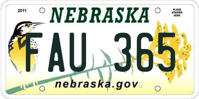 NE license plate FAU365