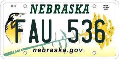 NE license plate FAU536