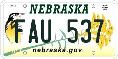 NE license plate FAU537