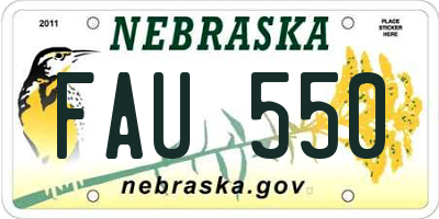 NE license plate FAU550