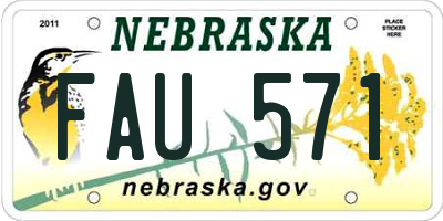 NE license plate FAU571