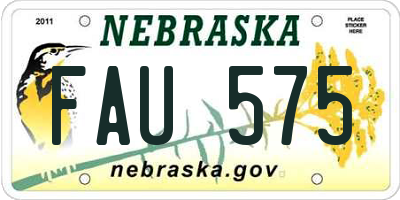 NE license plate FAU575