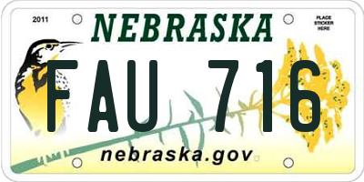 NE license plate FAU716