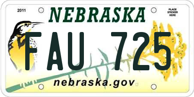 NE license plate FAU725