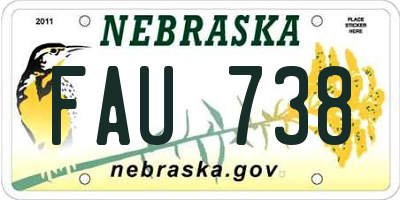 NE license plate FAU738
