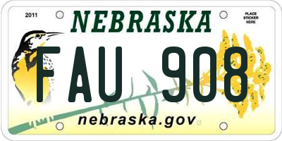 NE license plate FAU908