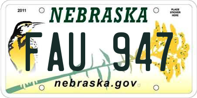 NE license plate FAU947