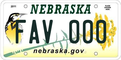 NE license plate FAV000
