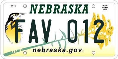 NE license plate FAV012