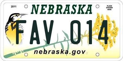 NE license plate FAV014