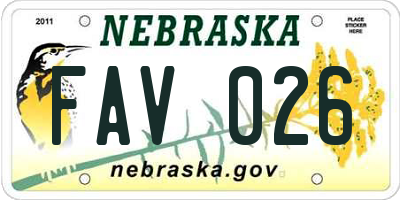 NE license plate FAV026