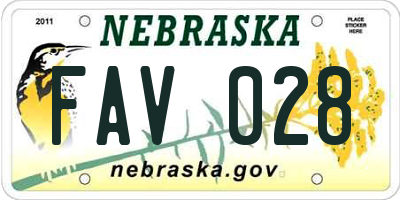 NE license plate FAV028