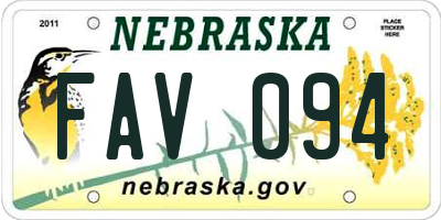 NE license plate FAV094