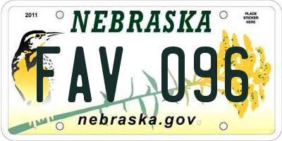 NE license plate FAV096