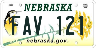 NE license plate FAV121
