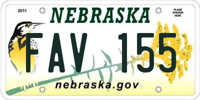 NE license plate FAV155