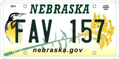 NE license plate FAV157