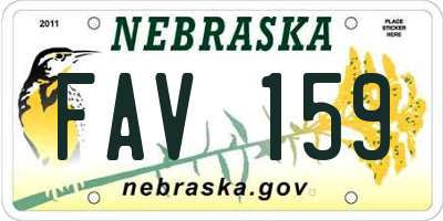 NE license plate FAV159