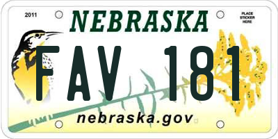 NE license plate FAV181