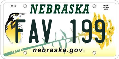NE license plate FAV199