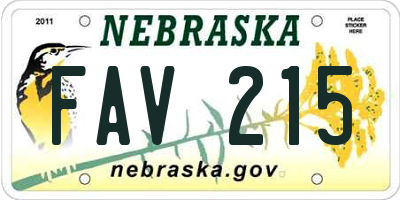 NE license plate FAV215