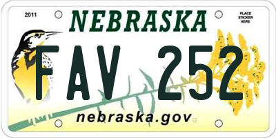 NE license plate FAV252