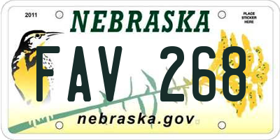 NE license plate FAV268