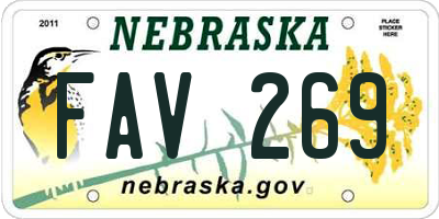 NE license plate FAV269