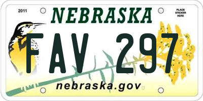 NE license plate FAV297
