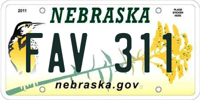 NE license plate FAV311