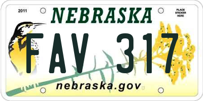 NE license plate FAV317