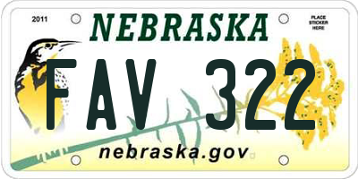 NE license plate FAV322