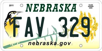 NE license plate FAV329