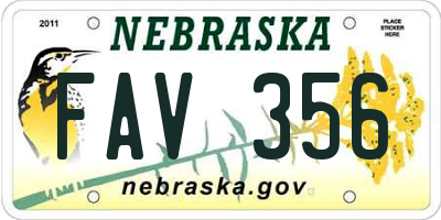 NE license plate FAV356