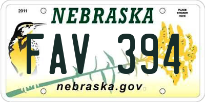NE license plate FAV394