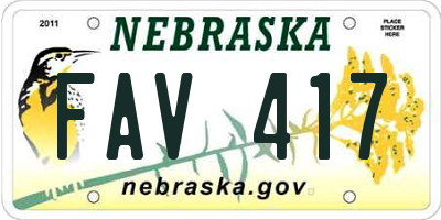 NE license plate FAV417