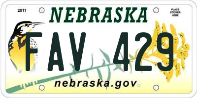 NE license plate FAV429