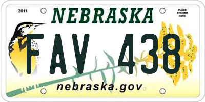 NE license plate FAV438