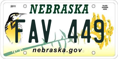 NE license plate FAV449