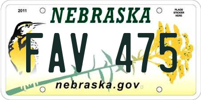 NE license plate FAV475