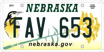 NE license plate FAV653