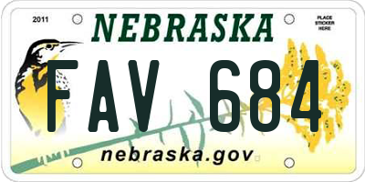 NE license plate FAV684