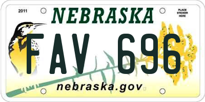 NE license plate FAV696