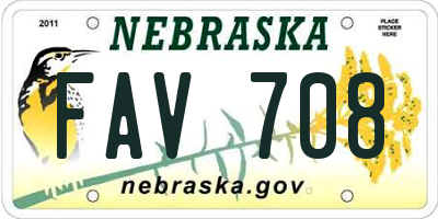 NE license plate FAV708