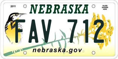NE license plate FAV712