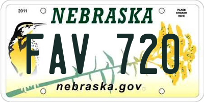 NE license plate FAV720