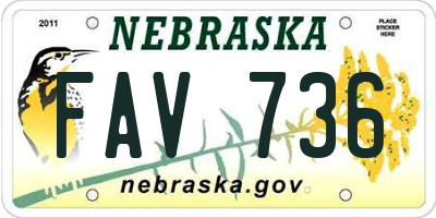 NE license plate FAV736