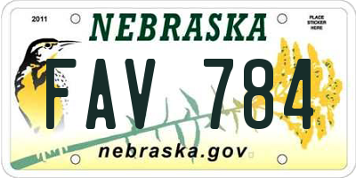NE license plate FAV784