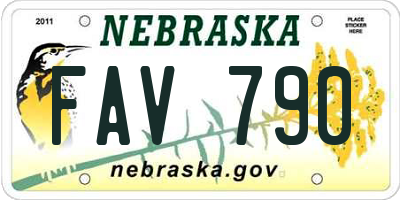 NE license plate FAV790
