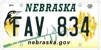 NE license plate FAV834